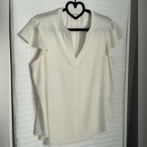 Calvin Klein Cream Ruffle Sleeve Blouse